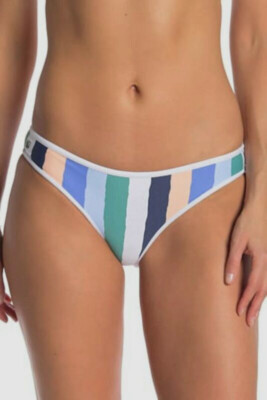 $68 Maaji Cielo Branco Blue Striped Reversible Bikini Bottom Swimwear Size S