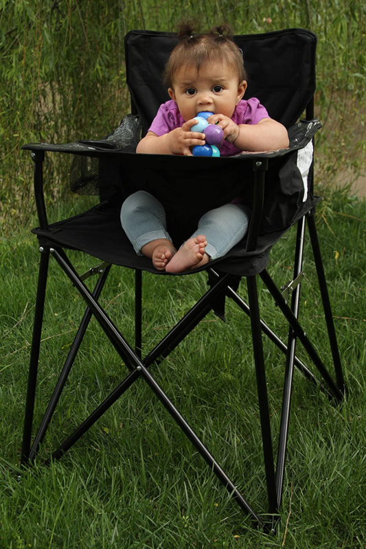 ciao! baby Portable High Chair for Travel, Fold Up High Chair with Tray, Black