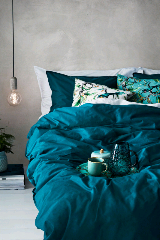 Teal Linen Double Bedsheets From H M And Feather Duvet In