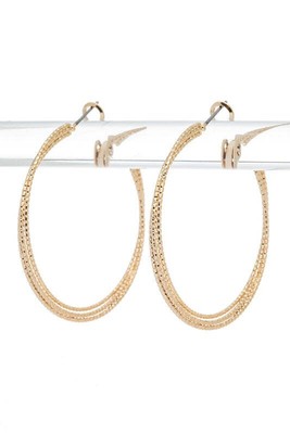 LA Jewelry Plaza Women Earrings Edged Textured Twist Hoop