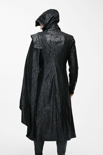DEVIL FASHION VINTAGE GOTHIC HOODED COAT PUNK JACKETS COSPALY DETACHABLE SHAWL BLACK OVERCOATS