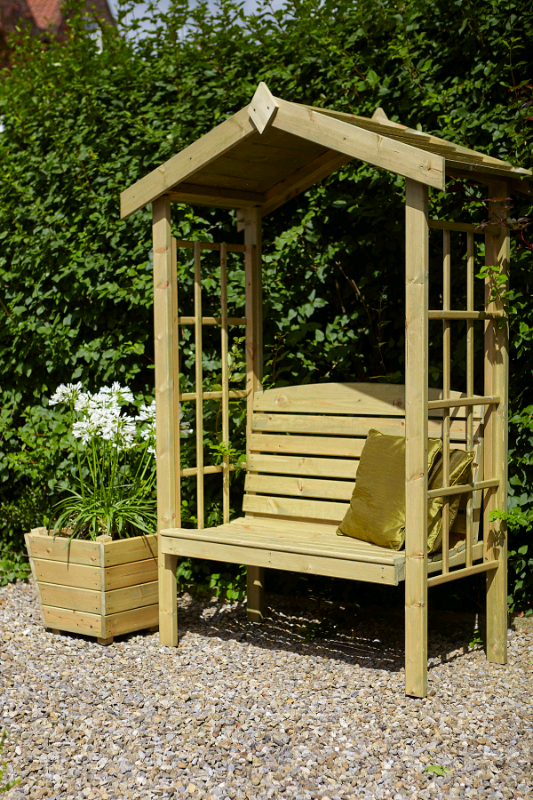 Large wooden garden curved bench and other furniture | in Armagh