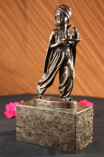 VINTAGE FRENCH BRONZE TABLE DINNER SERVANT BELL BOY MODERN ART FIGURINE ARTWORK