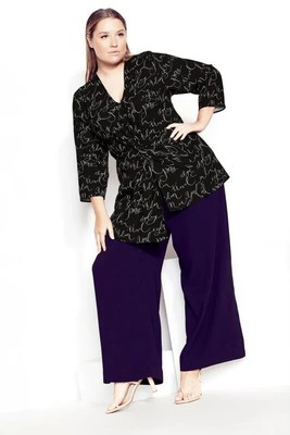 Evans - Black Slogan Twisted Knot Top - Size Small-18 - BNWT - RRP £45.00