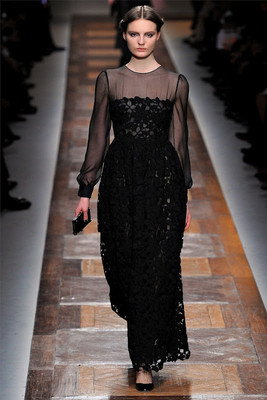 Valentino Long-sleeved, Ankle-length, Round necked Black