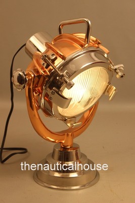 Vintage CopperampChrome Table Lamp Bedside Modern Lighting Desk Reading Room Light