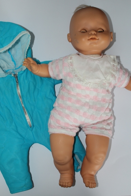 Genuine 'Pepo' baby doll with original baby grow vintage / retro 1980s