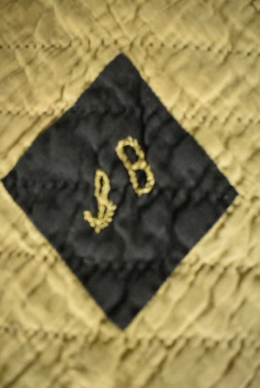 Indiana Amish Antique Quilt, Churn Dash Friendship, Embroidered Initials, #18503