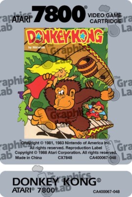 Replacement Game Cartridge Label - Donkey Kong for Atari 7800