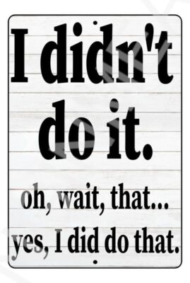 I Didnt Do It Funny Sign Weatherproof Aluminum 8'' x 12''