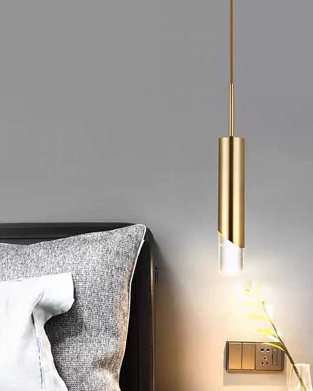 Gold LED pendant lighting for bedside, dining and living rooms x2 in