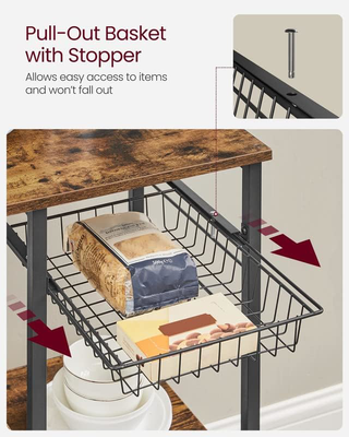 VASAGLE Baker's Rack, Microwave Stand, Kitchen Storage Rack with Wire Basket, 6