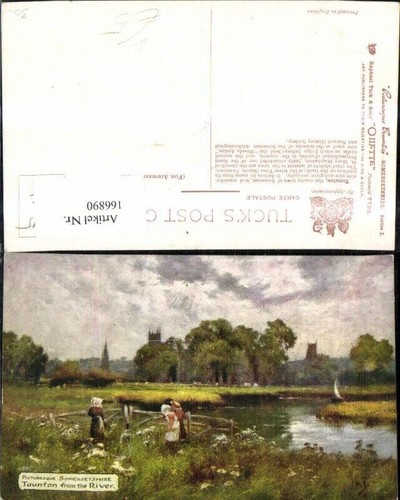 166890,Taunton from the River Picturesque Somersetshire Künstler Ak pub R. Tuck img