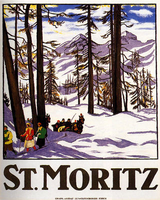 POSTER SKI SKIING ST. MORITZ ALPS SWITZERLAND TRAVEL VINTAGE REPRO FREE S/H