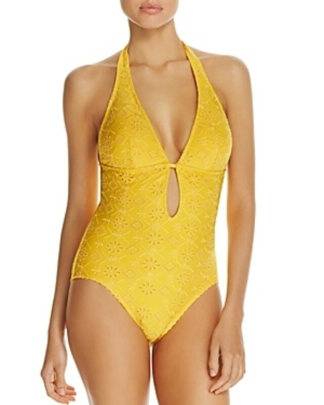 kate spade new york 262925 Women Plunge One Piece Swimsuit Saffron Size X-Large