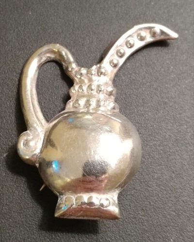 Estate Jewelry Mexico Water Pitcher Pin .925 Sterling Silver 2 3/8"