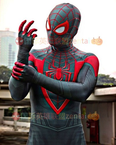 Cool Spider-man Miles Morales Jumpsuit Spiderman Cosplay Costume Adult  Halloween