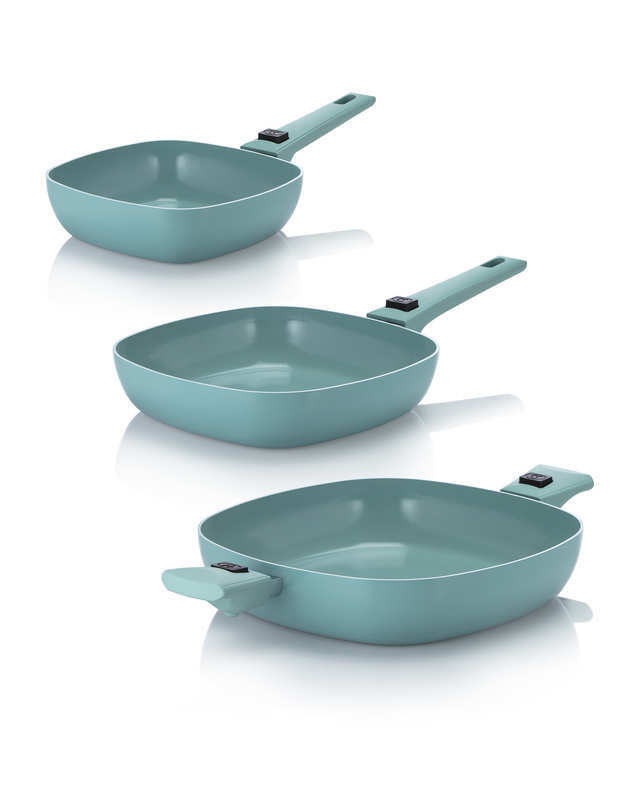 Viereckpfannen Set 3 tlg. Servierpfanne Aromapfanne Abnehmbarer Griff Ofen Fest