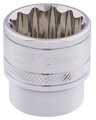 Draper Expert 3/8'' Square Drive Hi-Torq 12 Point Socket (22mm) 32800