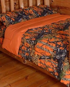 All Reversible Hunters Orange Camo Comforter Queen Full For Sale