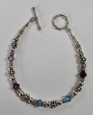 Estate Jewelry Bead .925 Sterling Silver Bracelet 7 1/2"