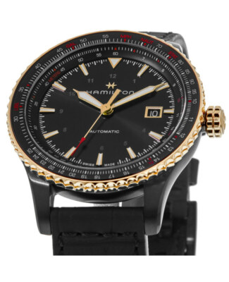 HAMILTON HAMILTON BLACK DIAL LEATHER STRAP MEN'S WATCH H76635730