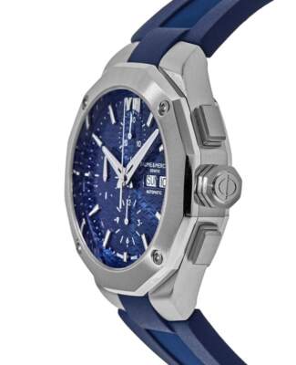 Pre-owned Baume & Mercier Riviera Blue Chronograph Dial Rubber Strap Men's Watch 10623