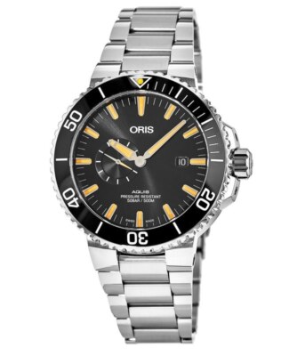 Pre-owned Oris Aquis Small Second, Date Men's Watch 01 743 7733 4159-07 8 24 05peb