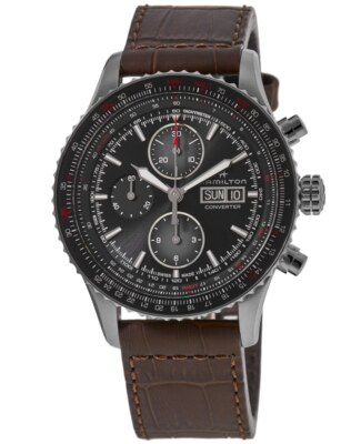 New Hamilton Khaki Aviation Converter Auto Chrono Black Men's Watch H76726530