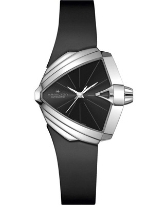 Новые мужские часы Hamilton Ventura с автоматическим черным циферблатом и каучуковым ремешком H24105330