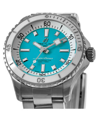Pre-owned Breitling Superocean Automatic 36 Turquoise Women's Watch A17377211c1a1