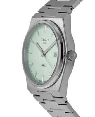 Pre-owned Tissot Prx Quartz Mint Green Dial Steel Men's Watch T137.410.11.091.01