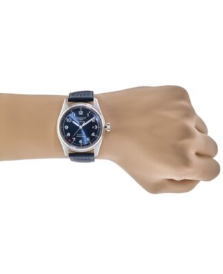 Pre-owned Longines Spirit Automatic Blue Dial Leather Strap Men's Watch L3.810.4.93.0