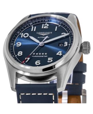 Pre-owned Longines Spirit Automatic Blue Dial Leather Strap Men's Watch L3.810.4.93.0