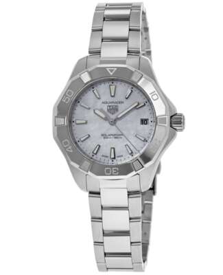 Pre-owned Tag Heuer Aquaracer Mother Of Pearl Dial Women's Watch Wbp1312.ba0005