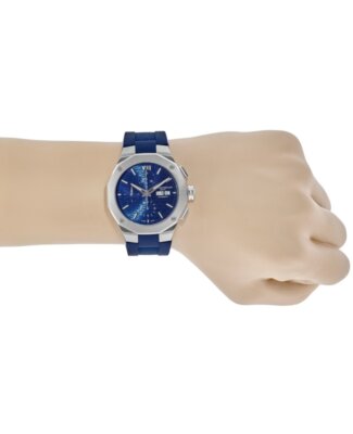 Pre-owned Baume & Mercier Riviera Blue Chronograph Dial Rubber Strap Men's Watch 10623