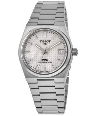 Pre-owned Tissot Prx T-classic Powermatic 80 White Mother Of Pearl Dial 100m Unisex Watch