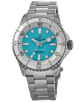 Pre-owned Breitling Superocean Automatic 36 Turquoise Women's Watch A17377211c1a1