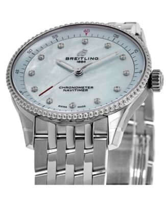Pre-owned Breitling Navitimer 32 Blue Mother Of Pearl Women's Watch A77320171c1a1