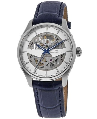 Новые кожаные мужские часы Hamilton Jazzmaster Skeleton с автоматическим белым циферблатом H42535610