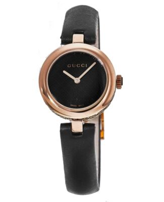 GUCCI GUCCI DIAMANTISSIMA ROSE GOLD PLATED BLACK DIAL WOMEN'S WATCH YA141501