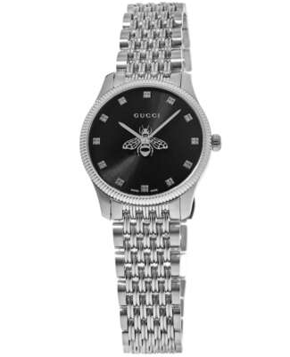 Новые женские часы Gucci G-Timeless со стальным черным циферблатом YA1265020