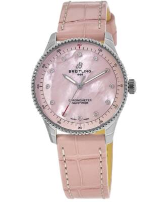 Pre-owned Breitling Navitimer 32 Pink Pearl Diamond Dial Women's Watch A77320d91k1p1