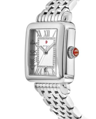 Pre-owned Michele Deco Madison Diamond Silver Sunray Women's Watch Mww06t000141