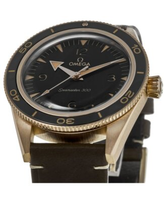 Pre-owned Omega Seamaster 300 Bronze Gold Leather Men's Watch 234.92.41.21.10.001
