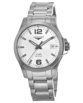 Pre-owned Longines Conquest V.h.p. Stainless Steel Silver Men's Watch L3.716.4.76.6