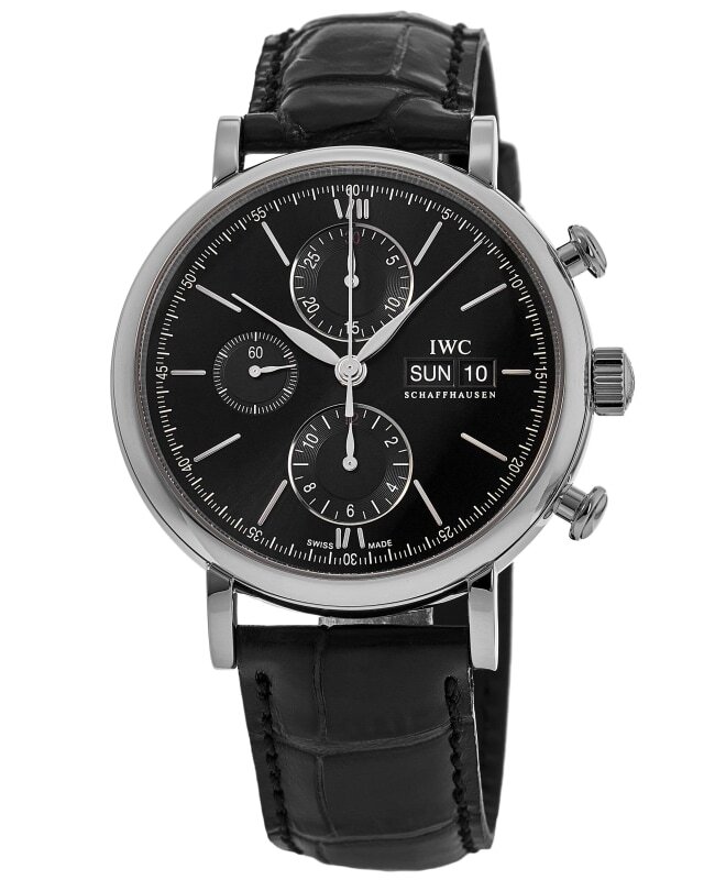New IWC Portofino Chronograph 42mm Day-Date Black Dial Men's Watch