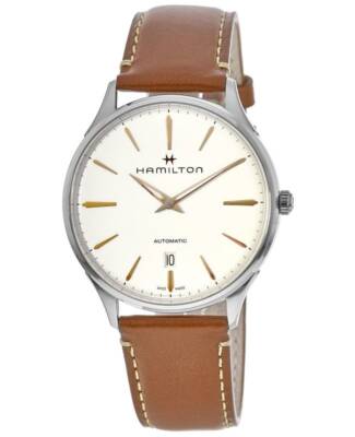 New Hamilton Jazzmaster Thinline Auto White Dial Brown Mens Watch H38525512