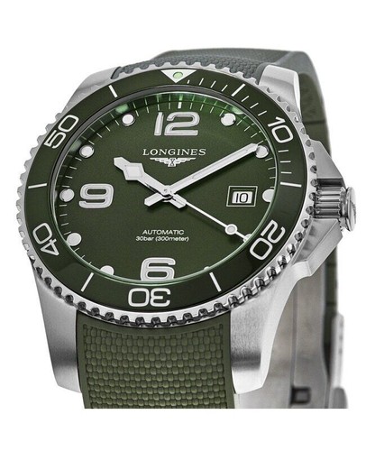 Pre-owned Longines Hydroconquest Automatic Ceramic Bezel Green 41 Mm Men's Watch L37814069