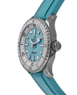 Pre-owned Breitling Superocean Automatic 36 Turquoise Women's Watch A17377211c1s1